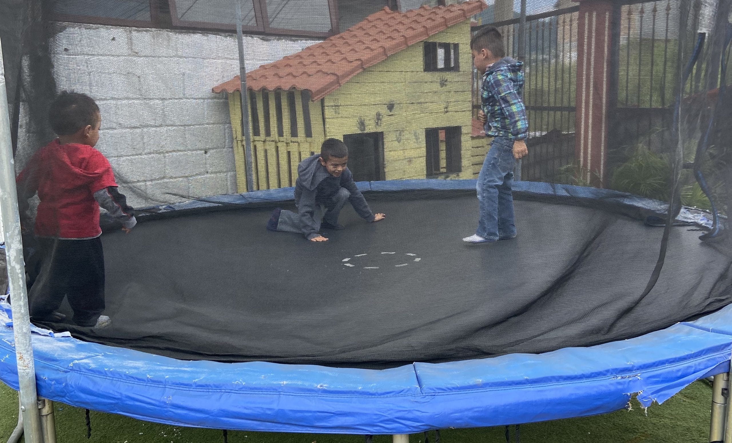 3 boys on the trampoline